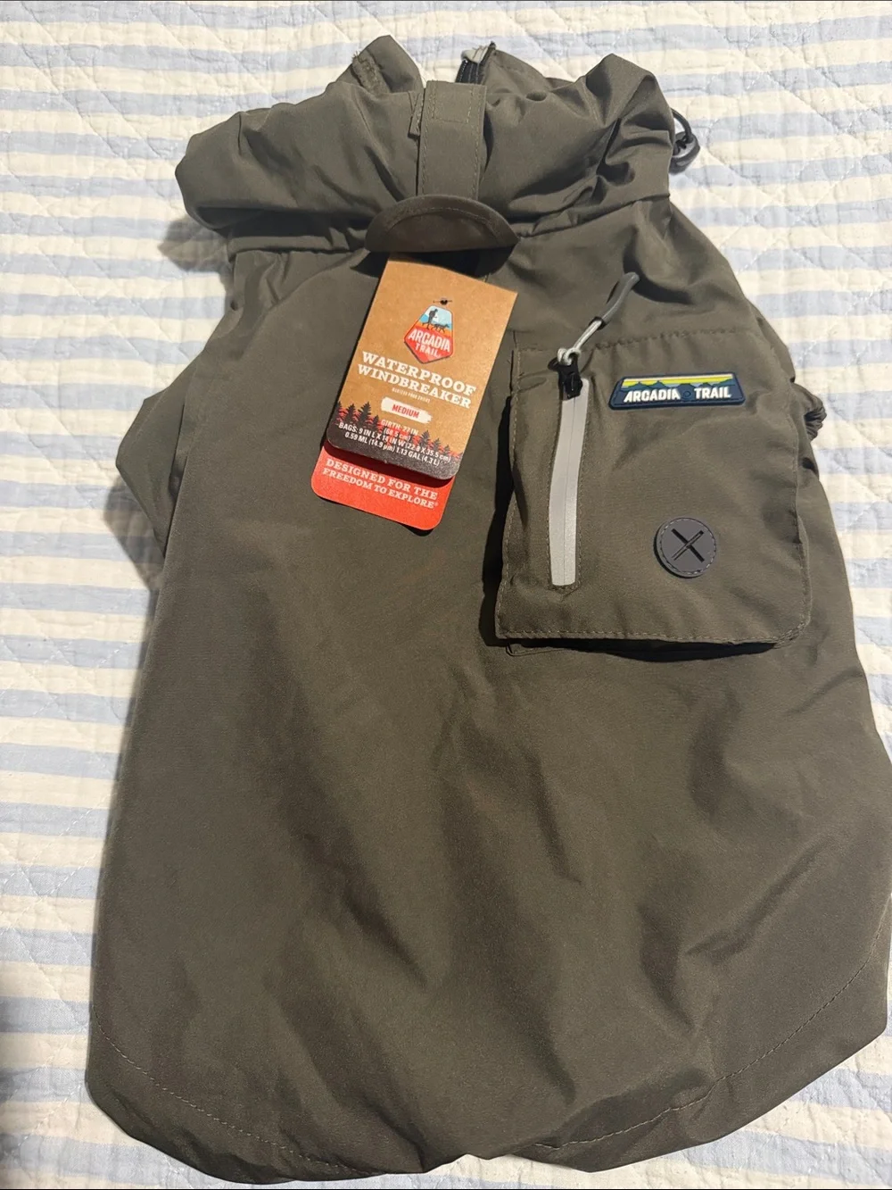 Arcadia Olive Green Waterproof Windbreaker Pet Jacket